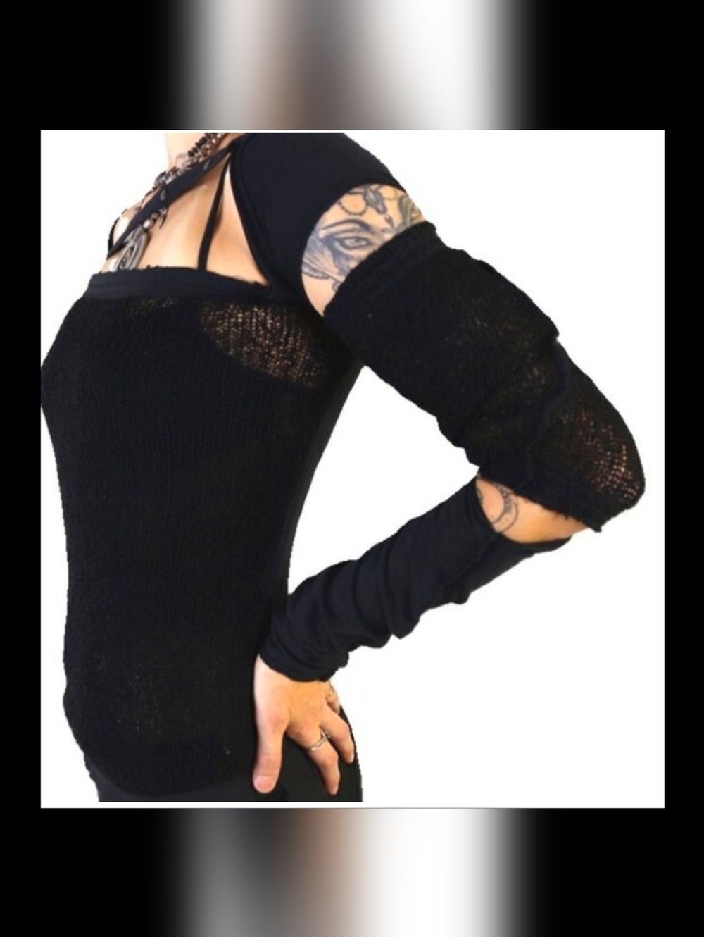 NWT Psylo Unique Gila Gothic Asymmetrical Cotton Soft Mesh Layered Top Sexy S/M - Picture 2 of 11